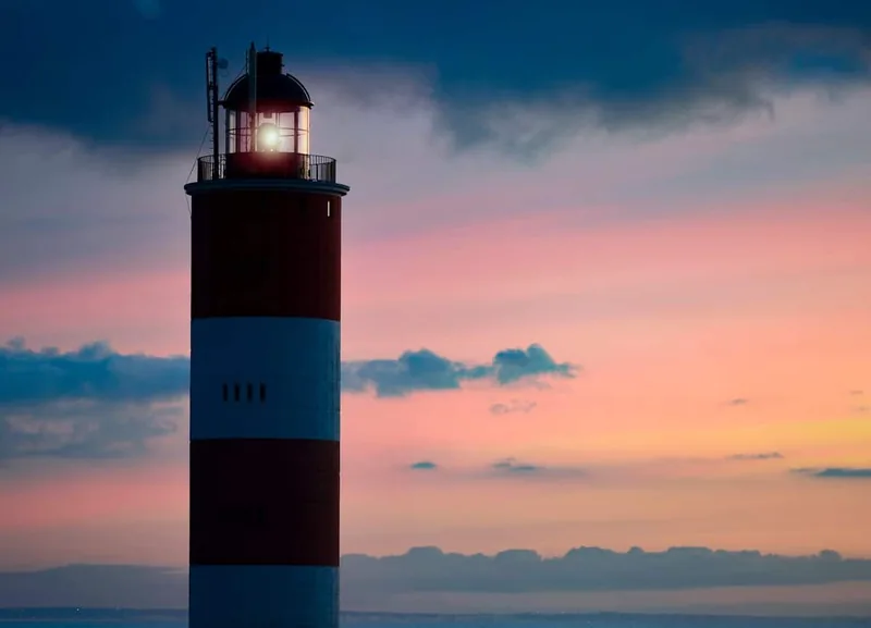 Phare de Berck-sur-Mer au coucher du soleil